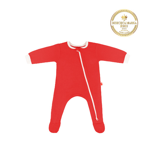 body i śpiochy niemowlęce Pajacyk czerwony zapinany na dwustronny zamek