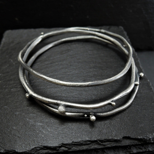 bransoletki srebrne Trzy - zestaw srebrnych bransolet