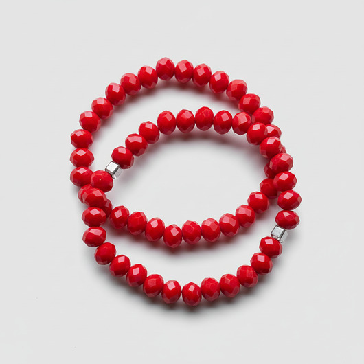 bransoletki ze szkła Zestaw 2 czerwonych bransoletek