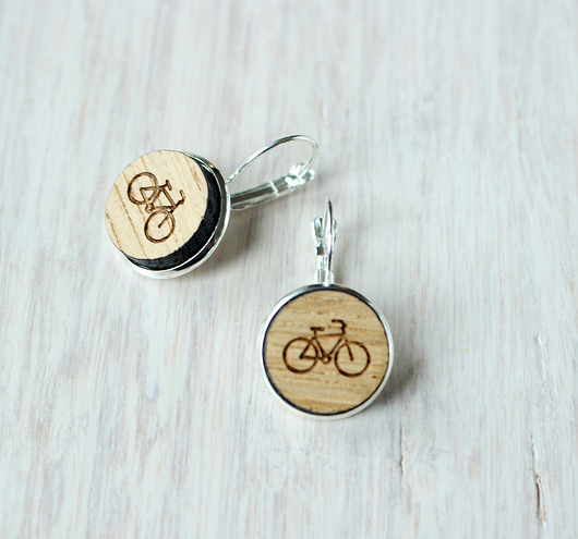 kolczyki drewniane Drewniane kolczyki ROWER