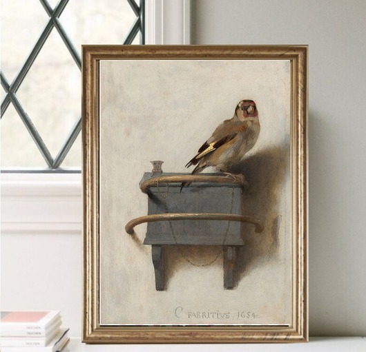 grafiki i ilustracje Szczygieł Fabritius, vintage obraz, malarstwo holenderskie