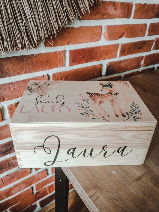 Chrzest - inne SARENKA  BOHO M pudełko skrzynka na zabawki skarby z imieniem