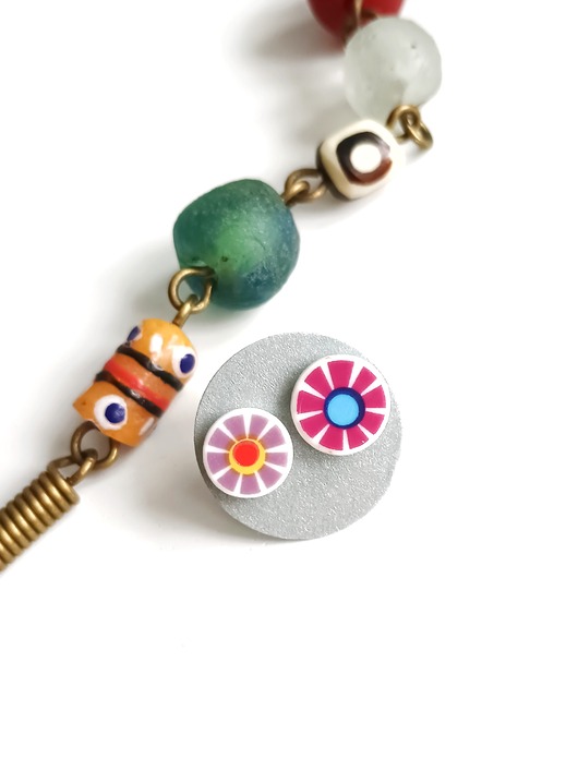 kolczyki ceramiczne Kolczyki ceramiczne w kolorowe kwiaty