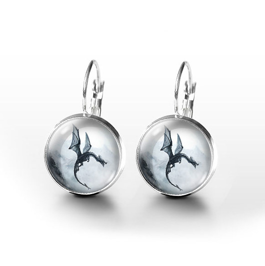 kolczyki szklane Kolczyki - Czarny smok