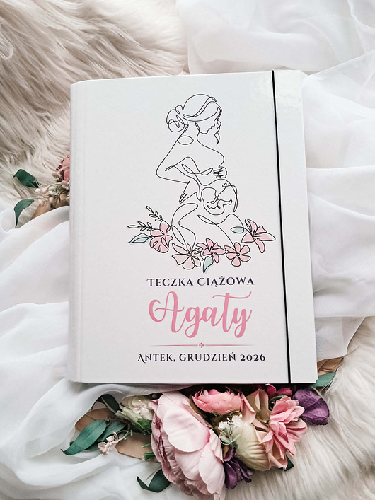 ubrania ciążowe Duża TECZKA CIĄŻOWA dla przyszłej mamy z imieniem prezent BABY SHOWER