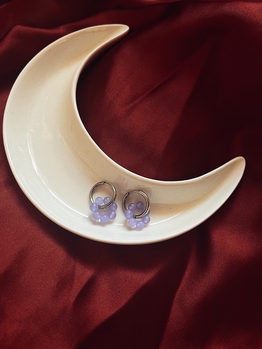 kolczyki z kamieniami Kolczyki MAAGAL srebro jadeit fioletowy