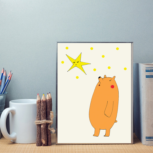 plakat A3 miś i gwiazdka MUKI design