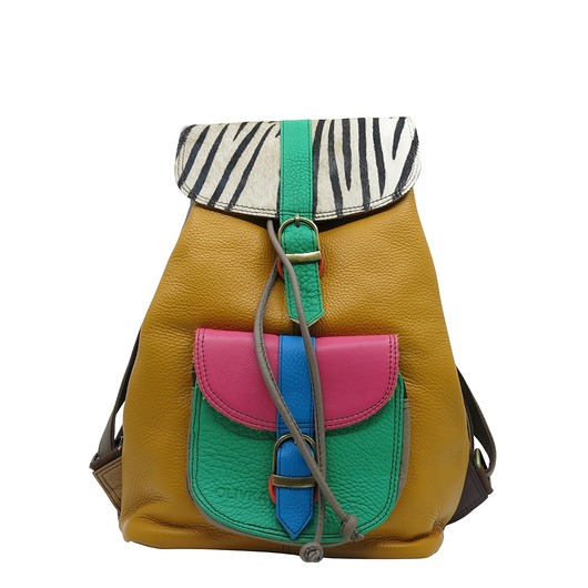 plecaki Plecak skórzany kieszenie pojemny kolorowy ze skrawków oryginalny OLIVKA