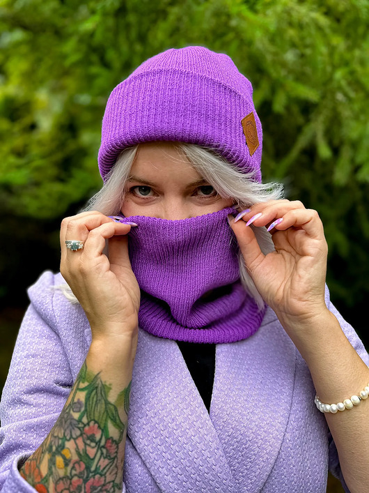 szale damskie Zimowy BUFF Fiolet