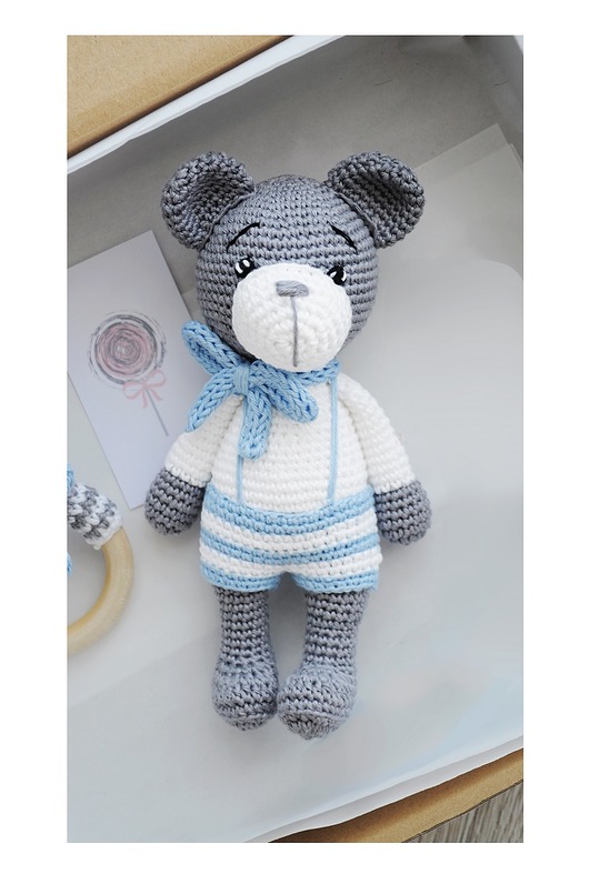 przytulanki dla niemowląt i dzieci Leniuch z kokardą - błekit