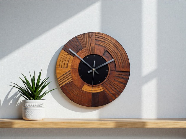 zegary Zegar ścienny z Drewna -  Cichy Mechanizmp