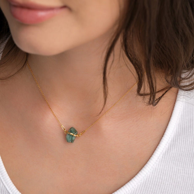 złote naszyjniki Naszyjnik szmaragd srebro 925 pozłacane