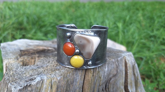 bransoletki wire wrapping Kolorowe kropki - bransoletka regulowana