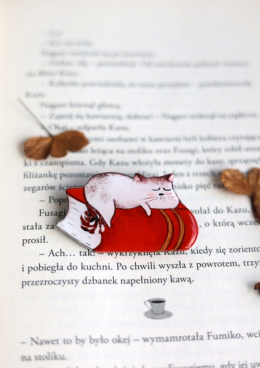 broszki Broszka malowana Miłośnik książek