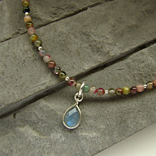 chokery Turmalin i labradoryt - naszyjnik choker