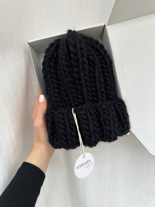 czapki damskie Gruba delikatna wełniana czapka beanie 100% wełna handmade