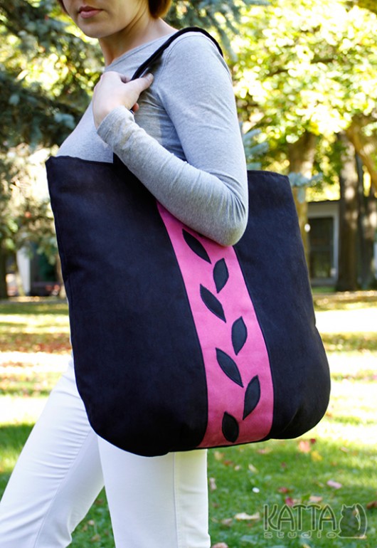 Black, pink and leaf - bag XXL Katta