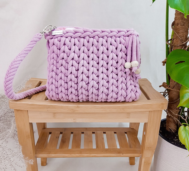 torby na ramię Torebka z grubego sznurka Pillow Bag  - brudny róż