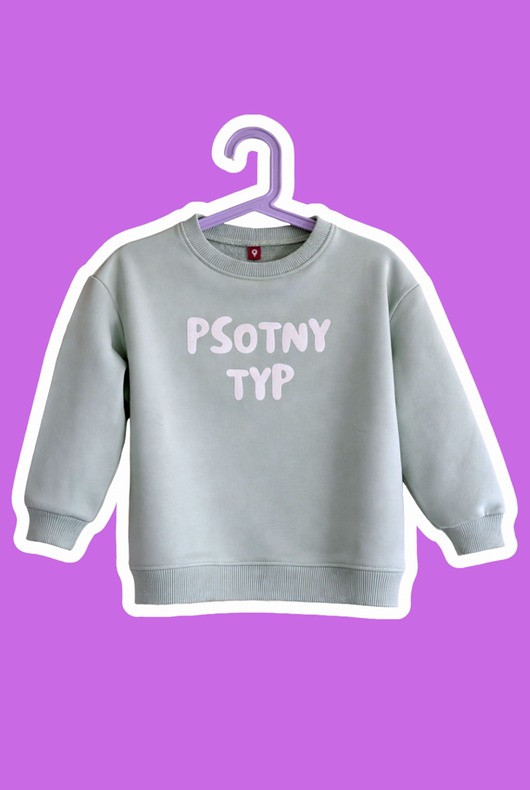 bluzy dla dziewczynki Bluza dziecięca PSOTNY TYP - miętowa