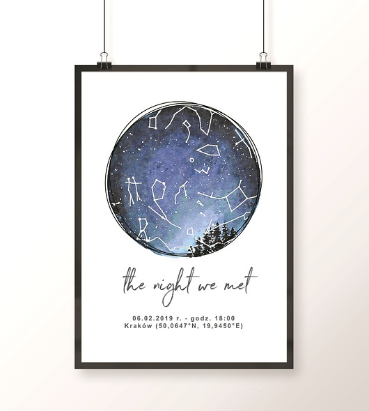 MAPA NIEBA plakat personalizowany Well Wall