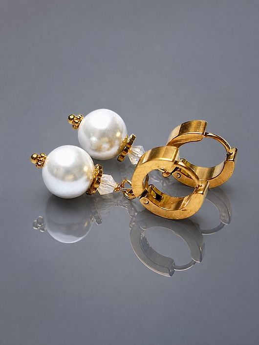 kolczyki pozłacane Kolczyki pozłacane Pearls [white] perły vol. 26