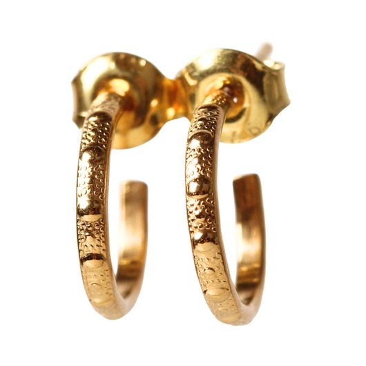 kolczyki pozłacane Złote kolczyki koła z fakturą kwiatową - Tilia