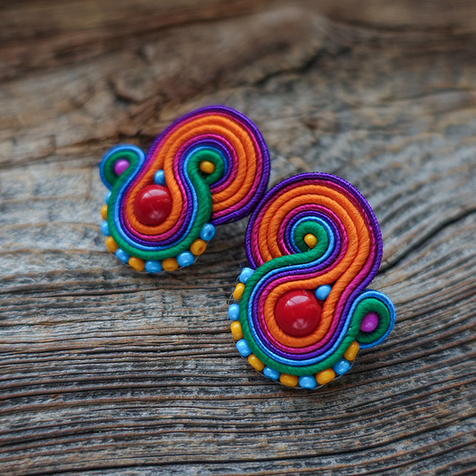 kolczyki soutache Małe i kolorowe kolczyki sutasz