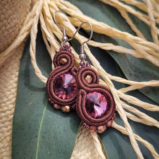 kolczyki soutache Sofi 7 - kolczyki z kryształami