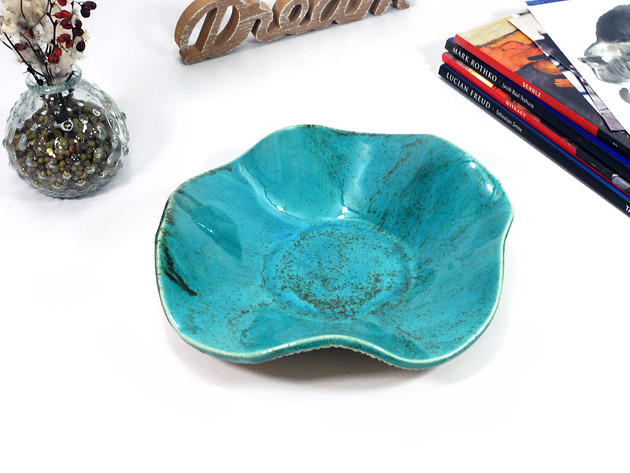 miski i misy Turkusowa misa dekoracyjna lub do serwowania - morska fala