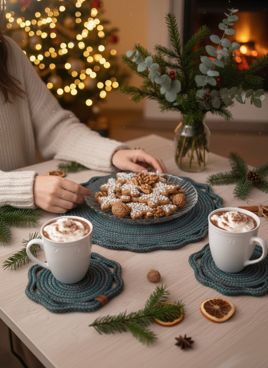 podkładki do kuchni Zimowy zestaw podkładek Leśne Historie rękodzieło na prezent