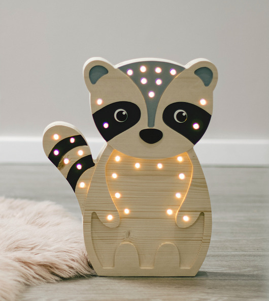 lampy do pokoju dziecka Drewniana lampka LED Szop