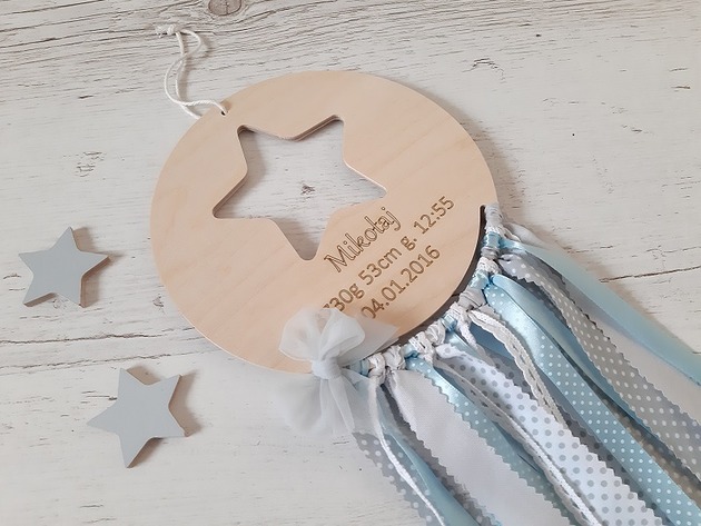 Łapacz snów z metryczką gwiazdka GroKo Design