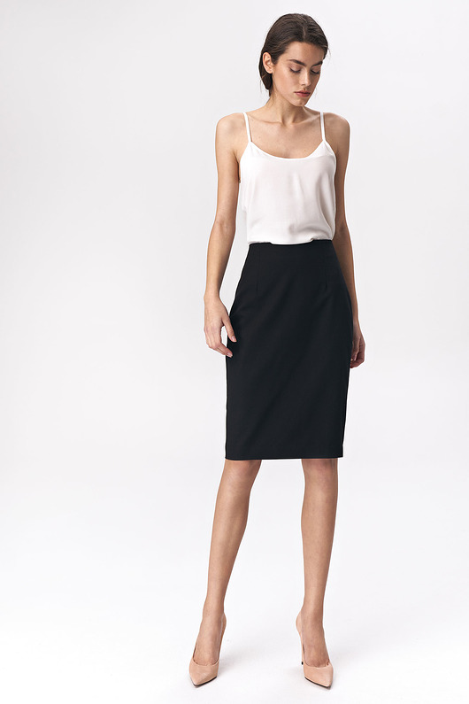 spódnice midi Prosta ecru ołówkowa spódnica sp49 - czarny