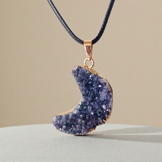 wisiory Ametyst druza wisiorek na rzemyku