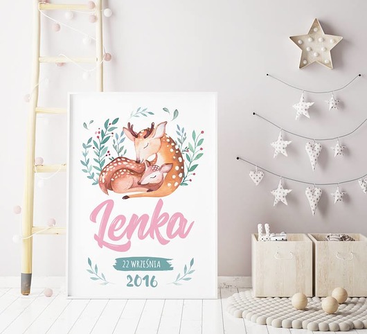 Metryczka z sarenką - plakat HOG STUDIO