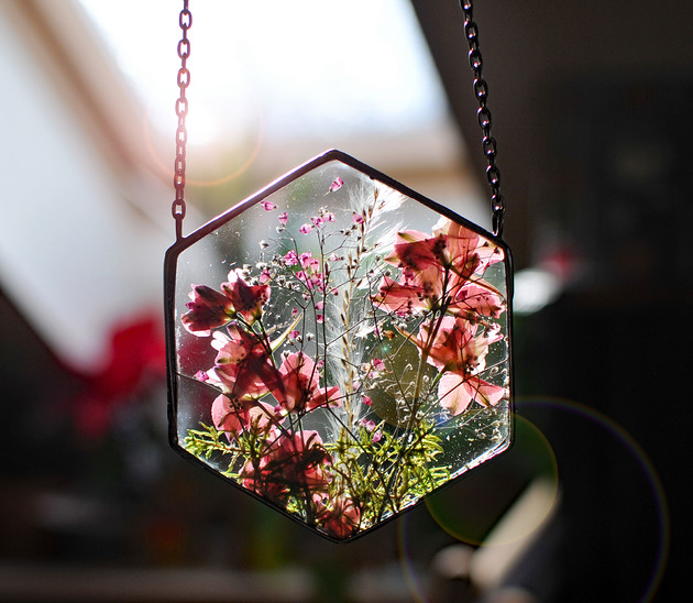 Ozdoby na ścianę Różowe suszone kwiatuszki