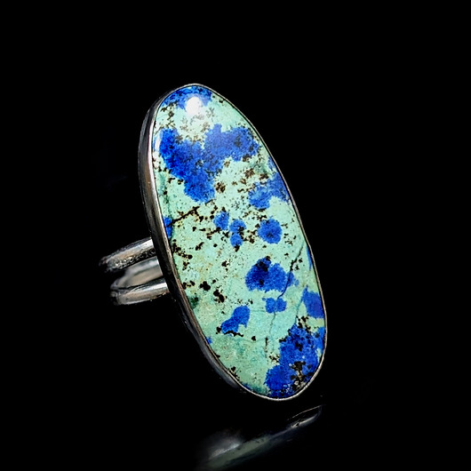 pierścionki srebrne Pierścionek impresja- chryzokola i azuryt