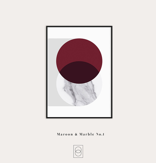 plakaty Marble 1 - nowoczesny plakat na ścianę  Marmur i bordowy