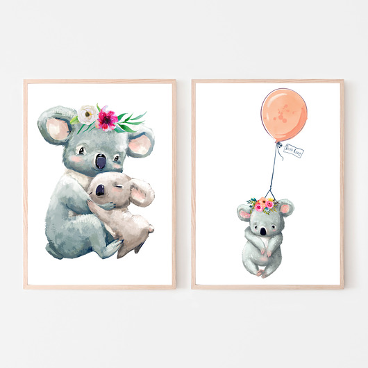 PLAKAT, OBRAZEK koala komplet  Dekoracjan