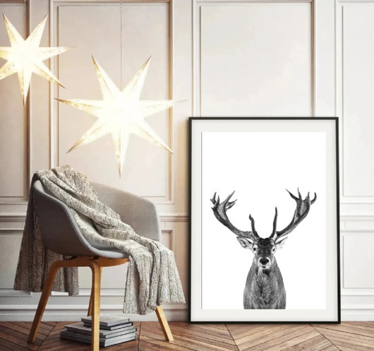 plakaty PLAKAT skandynawski z jeleniem JELEŃ renifer