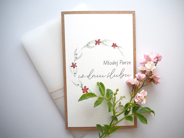 kartki scrapbooking Duża Kartka na ślub Czerwone Kwiaty