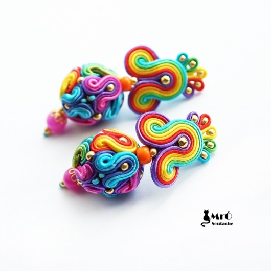 Kolorowe kule - kolczyki sutasz Mró Soutache