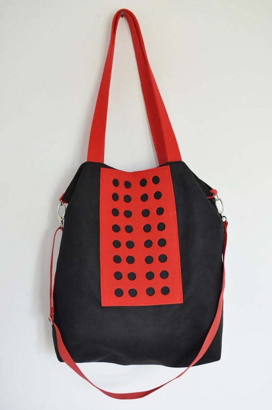 torby XXL Torba hobo XXL - czerń, czerwień