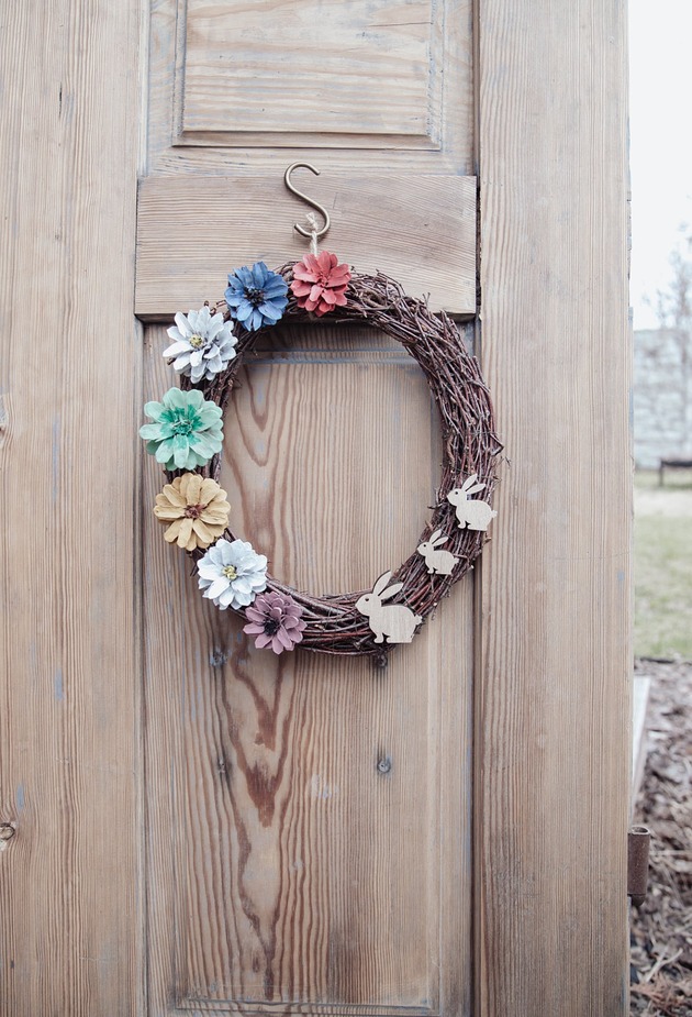 wianki wielkanocne Wianek wiosenny - wielkanocny / eko / Kwaity z szyszek DOSTĘPNY od ręki