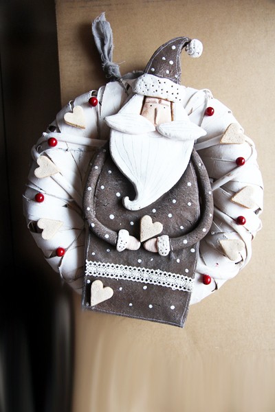  Świateczny Wianek z mikołajem- handmade OGdesign