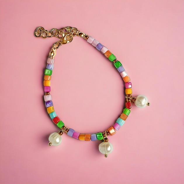 bransoletki z kamieni naturalnych Bransoletka : summer collection : muszla i perły