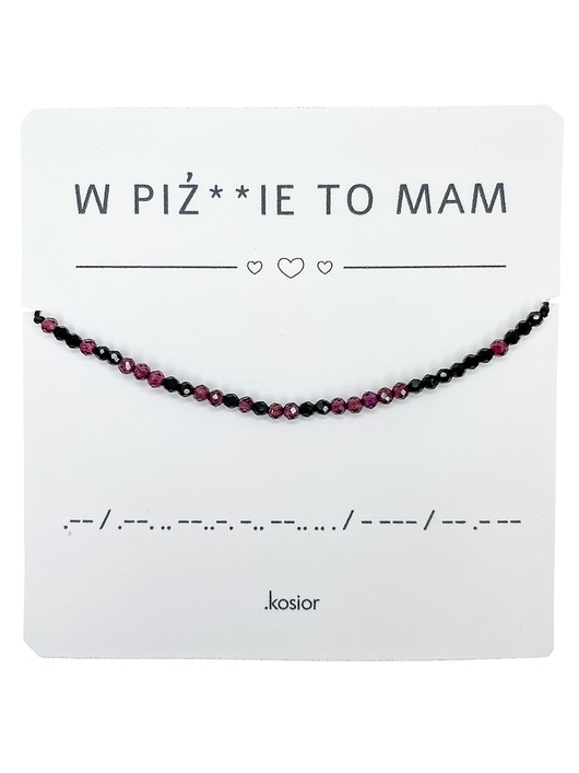 bransoletki na sznurku Bransoletka z Alfabetem Morse Granat, Spinel, Jaspis Cesarski