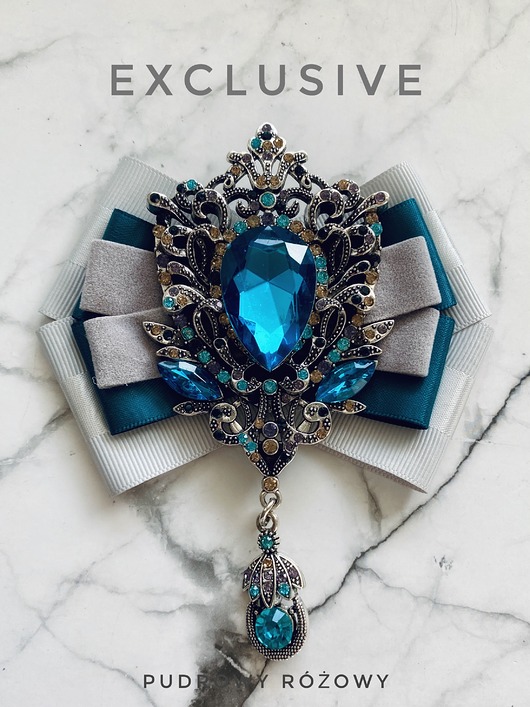 broszki Brosza z Ogromnym lazurowym kryształem NEW