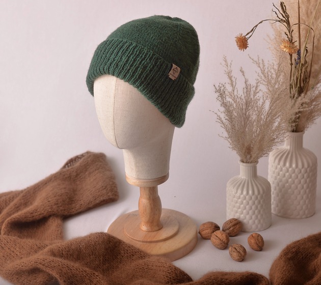 czapki damskie Klasyczna czapka 100% merino Butelkowa zieleń