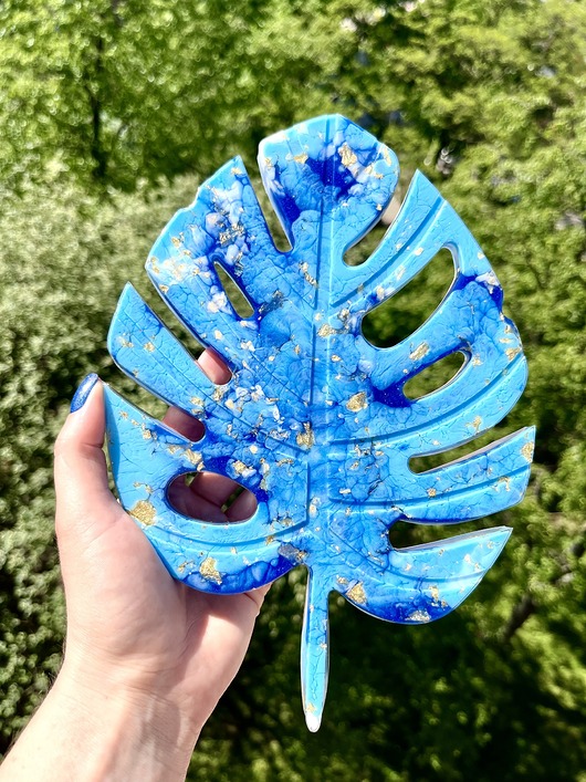 dodatki - różne Podstawka taca liść z żywicy epoksydowej